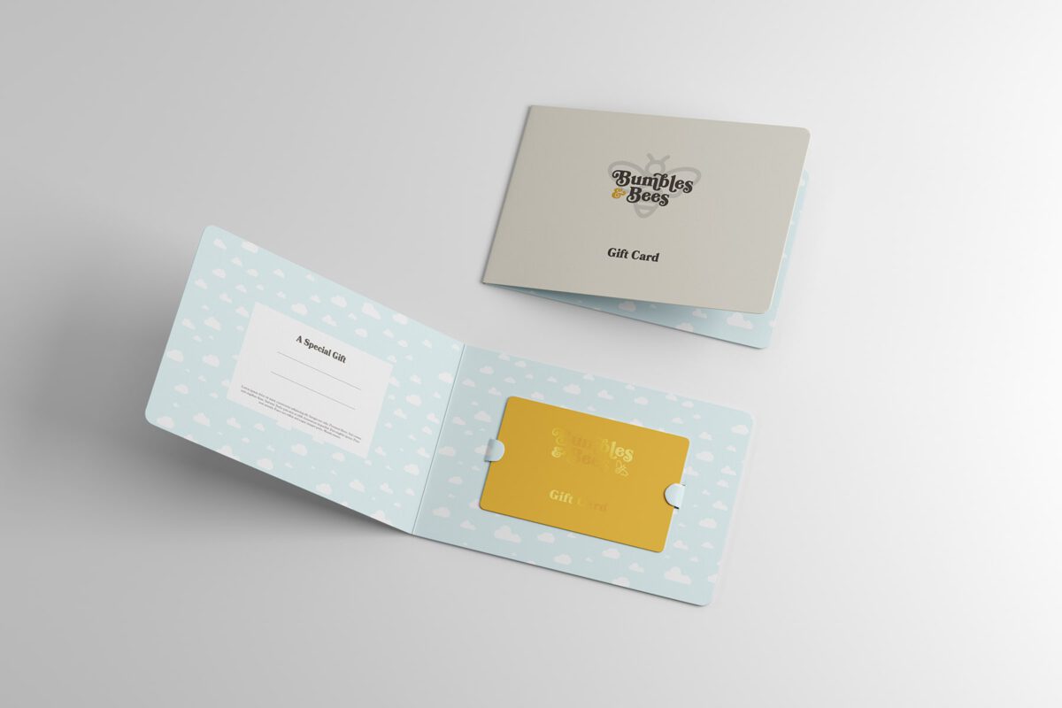 Gift card design for kids apparel ecommerce site