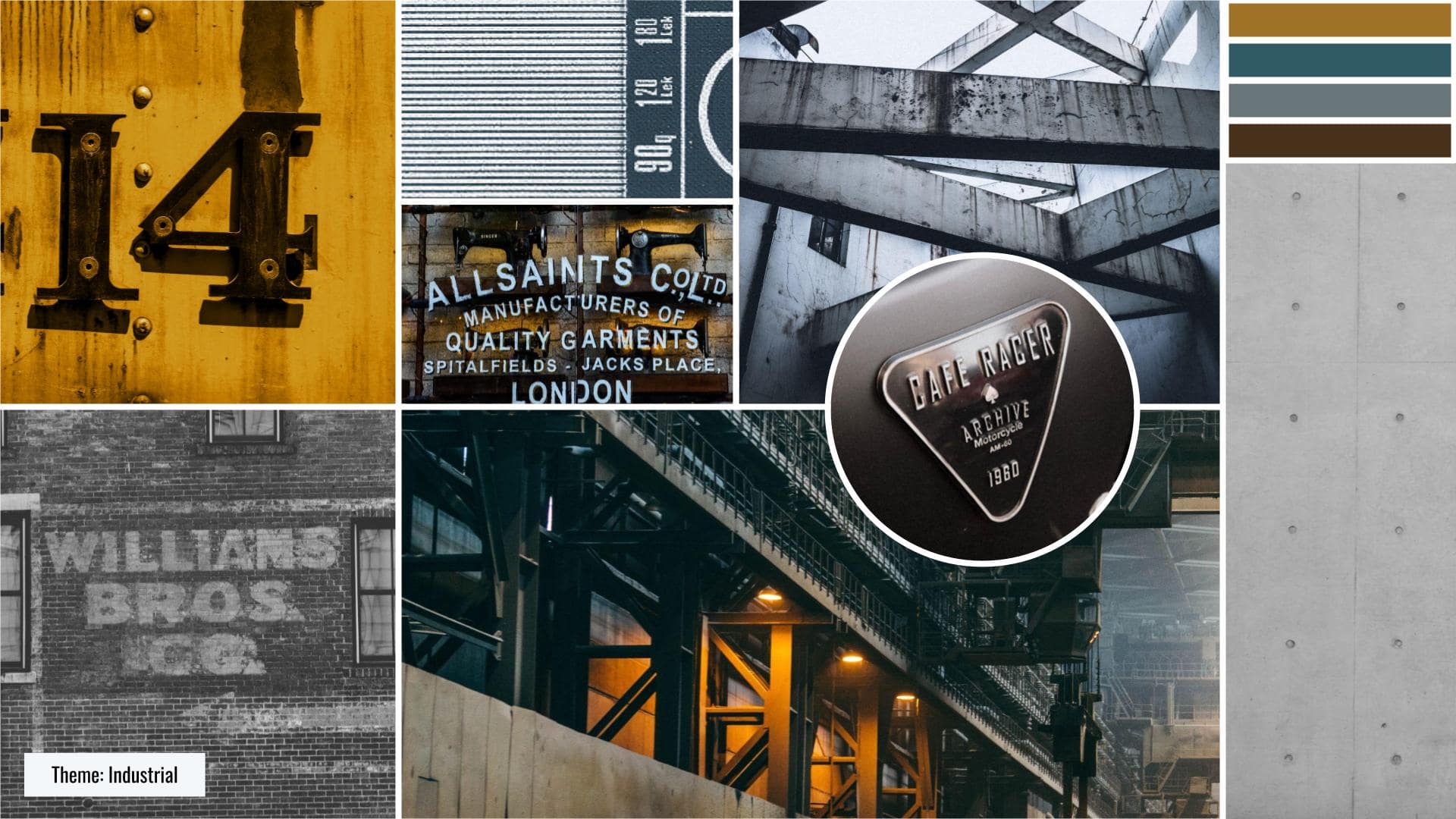 Sample mood board for industrial industires